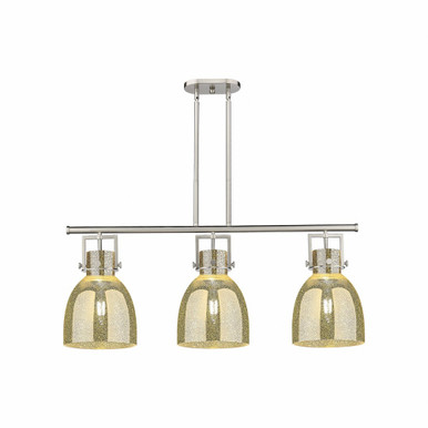 Newton Bell 3 Light Stem Hung Island 41.5 Inch Wide by Innovations - 411-3I-SN-G412-10ME