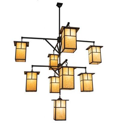 Hyde Park T Mission 9 Light Chandelier 84.5 x 64 Inch Wide by Meyda Tiffany - 230747