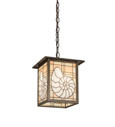 Nautilus 1 Light Square Hanging Lantern Pendant 15.5 x 13.5 Inch by Meyda - 47765