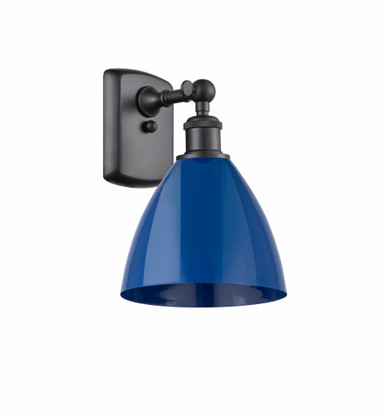 Plymouth 1 Light Wall Sconce 10.5 Inch Tall X 7.5 Inch Wide by Innovations - 516-1W-BK-MBD-75-BL