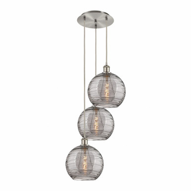 Athens Deco Swirl 3 Light Cord Hung Multi Pendant 35.63X16.5 by Innovations - 113B-3P-SN-G1213-10SM