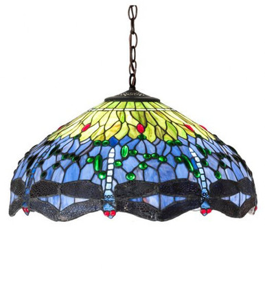 Tiffany Hanginghead Dragonfly 3 Light Large Pendant by Meyda Tiffany - 46584