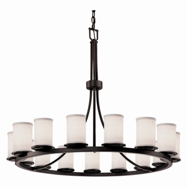 Textile Dakota 15 Light Oversized Chandelier by Justice Design - FAB-8715-10-WHTE