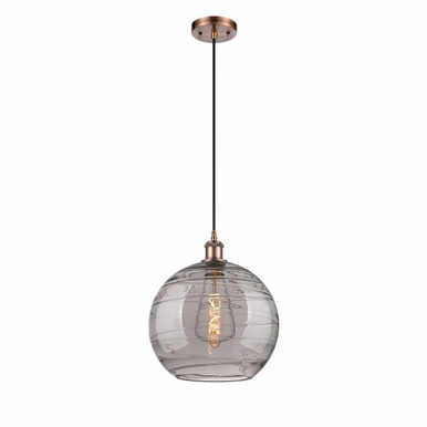Athens Deco Swirl 1 Light Cord Hung Mini Pendant 13.38 X 12 by Innovations - 516-1P-AC-G1213-12SM