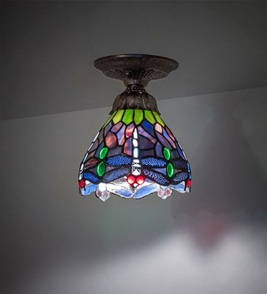 Tiffany Hanginghead Dragonfly 1 Light Flush Mount by Meyda Tiffany 276103 - 276103