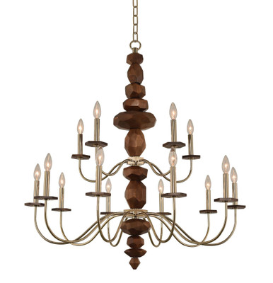 Lassen 15 Light Oversized 2 Tier Chandelier by Kalco - 304952CG
