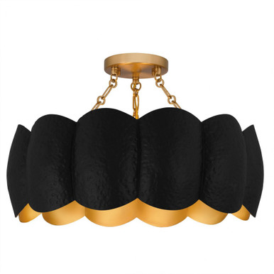 Santana 4 Light Semi Flush Mount 12 Inch Tall X 19.25 Inch Wide by Quoizel - QSF6794MBK