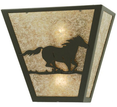 Running Horses 2 Light Right Wall Sconce 12 x 13 Inches by Meyda Tiffany - 112770