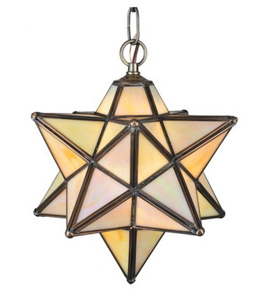 Moravian Star Beige Iridescent 1 Light Small Pendant by Meyda Tiffany - 12133