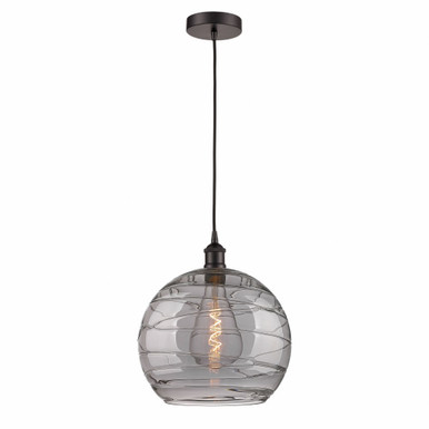 Athens Deco Swirl 1 Light Cord Down Mini Pendant 15.13X13.75 by Innovations - 616-1P-OB-G1213-14SM