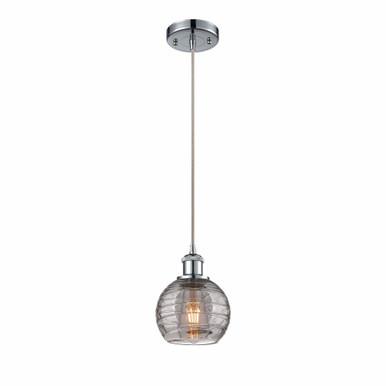 Athens Deco Swirl 1 Light Cord Hung Mini Pendant 8.13 X 5.88 by Innovations - 516-1P-PC-G1213-6SM