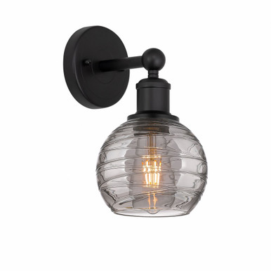 Athens Deco Swirl 1 Light Wall Sconce 10.5 Inch Tall by Innovations - 616-1W-BK-G1213-6SM