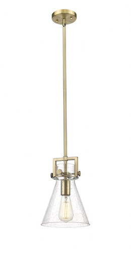 Newton Cone 1 Light Mini Pendant 11.38 Inch and 8 Inch Wide by Innovations - 411-1SS-BB-G411-8SDY