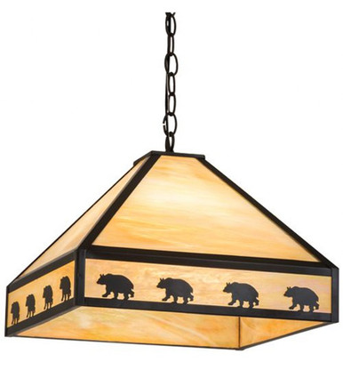 Bear on the Loose 3 Light Square Pendant 15 x 23 Inches by Meyda Tiffany - 175104