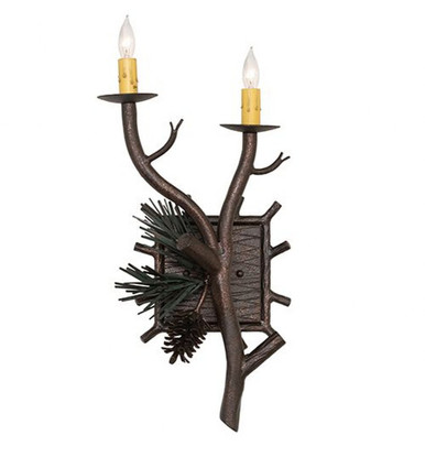 Pinewood 2 Light Left Wall Sconce 19 x 9.5 Inches by Meyda Tiffany - 258286