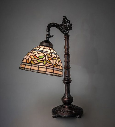 Tiffany Turning Leaf 1 Bulb Bridge Arm Table Lamp 20 x 8 In by Meyda 244792 - 244792