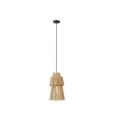 Twill 1 Light Cord Hung Pendant 17 Inch and 9.63 Inch Wide by Innovations - 680-1P-BK-10NT