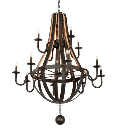 Barrel Stave Madera 12 Light 2 Tier Chandelier 66 x 48 Inch W by Meyda - 219497