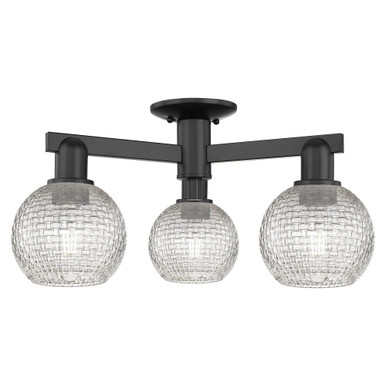 Athens 3 Light Basketweave Semi Flush Mount 23.38 Inch Wide by Innovations - 716-3F-G122C-6