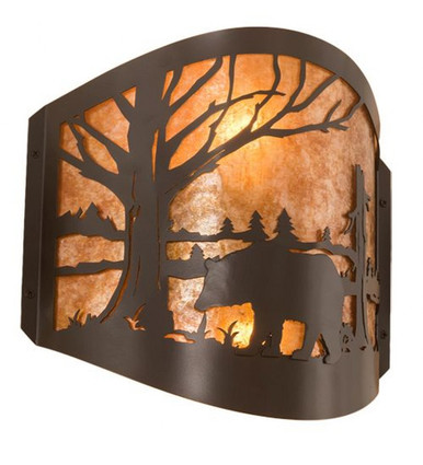 Bear at Lake 2 Light Wall Sconce 11 x 12 Inches by Meyda Tiffany - 188368
