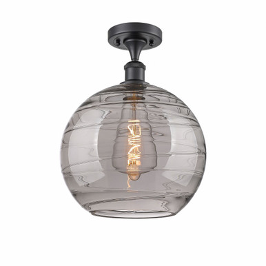 Athens Deco Swirl 1 Light Industrial Semi Flush Mount by Innovations - 516-1C-BK-G1213-12SM