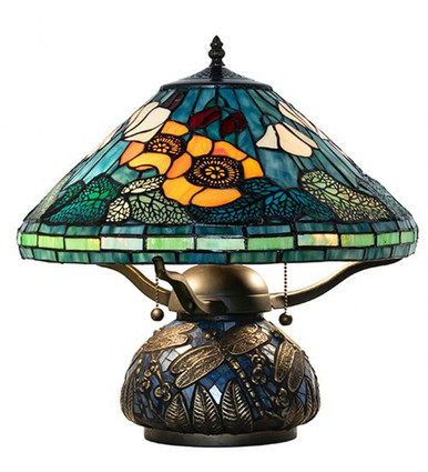 Tiffany Poppy  2 Light Table Lamp 8 Inch H and 17 Inch W by Meyda Tiffany - 270666