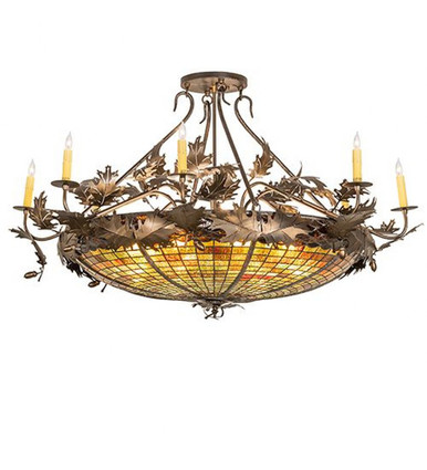 Oak Leaf & Acorn 8 Light Semi Flush Mount 28 x 48 Inches by Meyda Tiffany - 258340