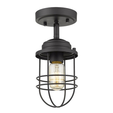 Seaport 1 Light 4.63 Inch Wide Semi Flush Mount by Golden - 9808-SF