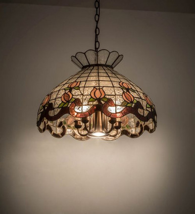 Roseborder 1 Light Large Pendant 17 Inch Tall by Meyda Tiffany - 31208