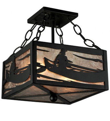 Canoe At Lake 2 Light Semi Flush Mount 12 x 14 Inches by Meyda Tiffany - 132765