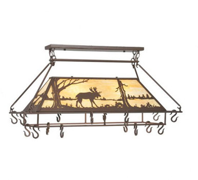 Moose at Lake 2 Light Pot Rack 18 x 19 Inches by Meyda Tiffany - 109364