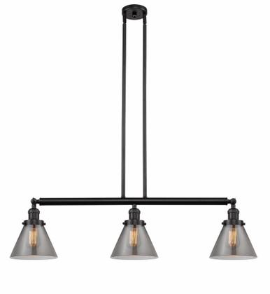 Cone 3 Light Stem Adjustable Island 10 and 40.25 Inch Wide by Innovations - 213-OB-G43