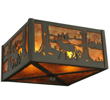 Elk at Lake 2 Light Flush Mount 7 x 14.5 In by Meyda Tiffany - 128311