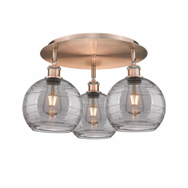 Athens Deco Swirl 3 Light 19.75 Inch Wide Flush Mount by Innovations - 516-3C-AC-G1213-8SM