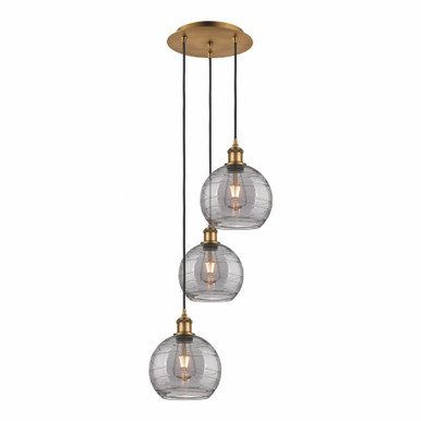 Athens Deco Swirl 3 Light Cord Hung Multi Pendant 30.38X14.5 by Innovations - 113B-3P-BB-G1213-8SM