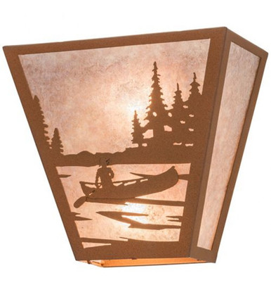 Canoe At Lake 2 Light Wall Sconce 11 x 5 Inches by Meyda Tiffany - 161654