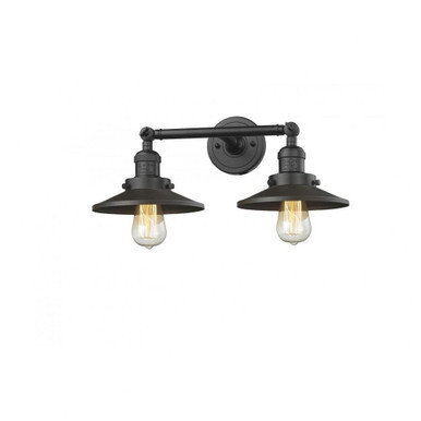 Two Light Railroad Wall Sconce 18 x 8 Inch by Innovations 208-OB-M5 - 208-OB-M5