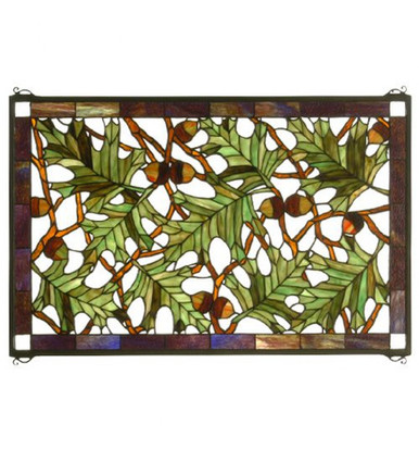 Acorn & Oak Leaf 28 Inch Stained Glass Window by Meyda Tiffany - 66276