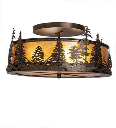 Tall Pines 4 Light Semi Flush Mount 10 x 22 Inch by Meyda Tiffany - 249212