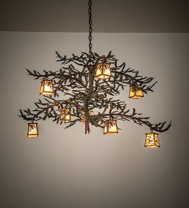 Pine Branch 8 Light Chandelier 27 x 48 Inches Wide by Meyda Tiffany - 269042