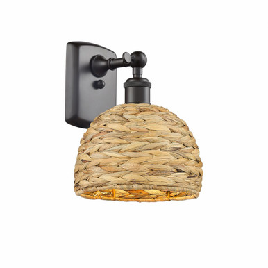 Woven Ratan 1 Light Wall Sconce by Innovations - 516-1W-OB-RBD-8-NAT
