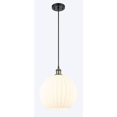 White Venetian 1 Light Cord Hung Mini Pendant 13.5X12 Inch by Innovations - 516-1P-BAB-G1217-12WV