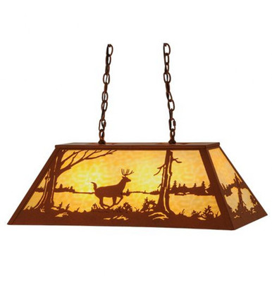 Deer at Lake 6 Light Oblong Pendant 20 x 17 Inches by Meyda Tiffany - 15276