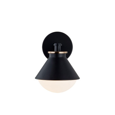 Fusion 1 Light Outdoor Wall Mount 9.75 Inch Tall by Justice Design - FSN-7681W-OPAL-MBBR