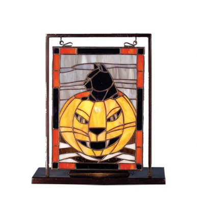 Halloween 9.5 Inch 1 Light Lighted Mini Tabletop Window by Meyda Tiffany - 69140