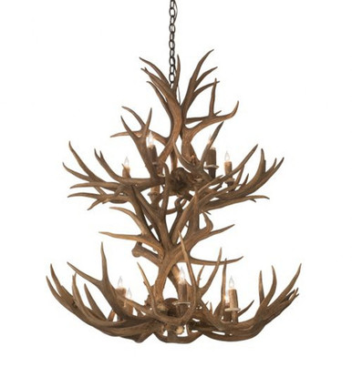 Antlers Mule Deer 12 Light Oversized 2 Tier Chandelier By Meyda Tiffany - 200461