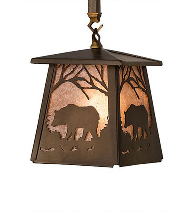 Bear at Dawn 1 Light Square Mini Pendant 30 x 10 Inches by Meyda Tiffany - 182073