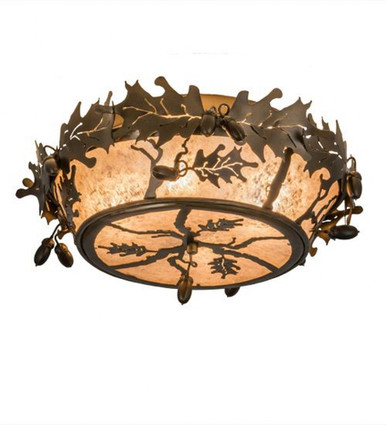 Oak Leaf & Acorn 4 Light Flush Mount 8.75 x 20 In by Meyda Tiffany - 178827