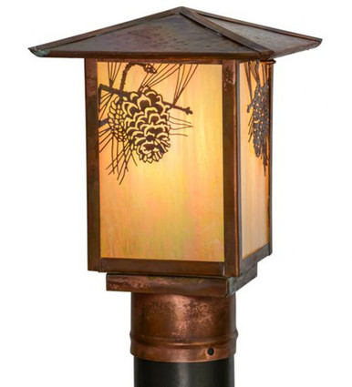 Seneca Winter Pine 1 Light Square Outdoor Post Mount by Meyda Tiffany - 154518