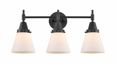 Cone 3 Light Bath Vanity 11 Inch Tall and 24.25 Inch Wide by Innovations - 447-3W-BK-G61